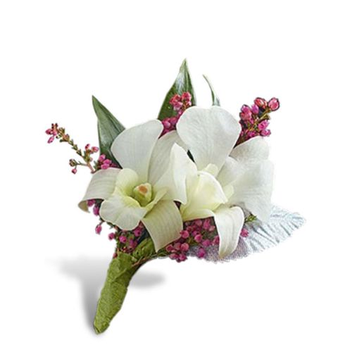 White Dendrobium Boutonniere